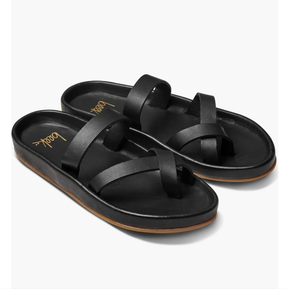 Beek Black Minimalist Sandals with Leather Straps